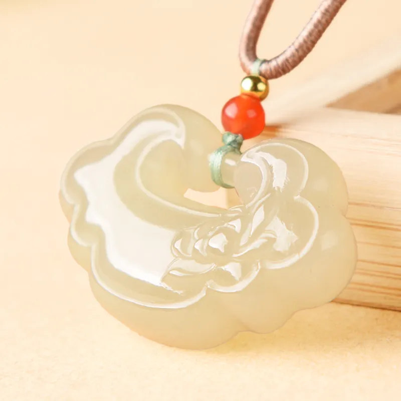 YUYIHUAN Hetian Jade Pendants Pale Greenish White Jade Unisex-5