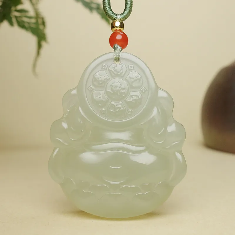 YUYIHUAN Hetian Jade Necklaces Pale Greenish White Jade Unisex-6
