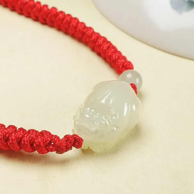 YUYIHUAN Hetian Jade Bracelets Pale Greenish White Jade Unisex-2