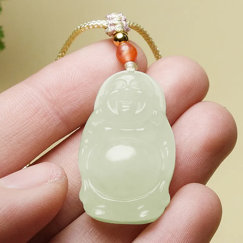 YUYIHUAN Hetian Jade Necklaces Pale Greenish White Jade Women's-4
