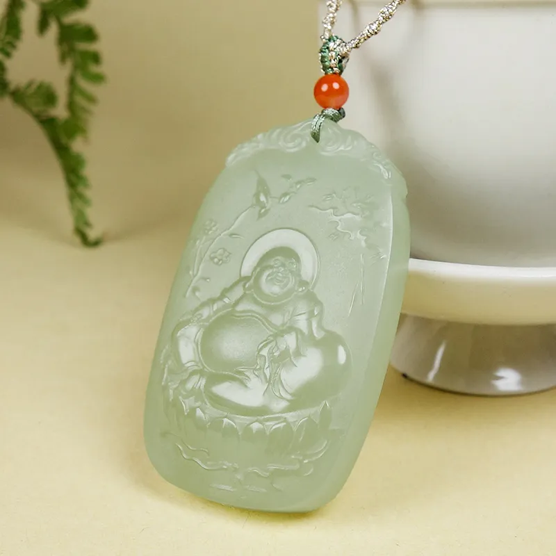 YUYIHUAN Hetian Jade Necklaces Pale Greenish White Jade Unisex-2