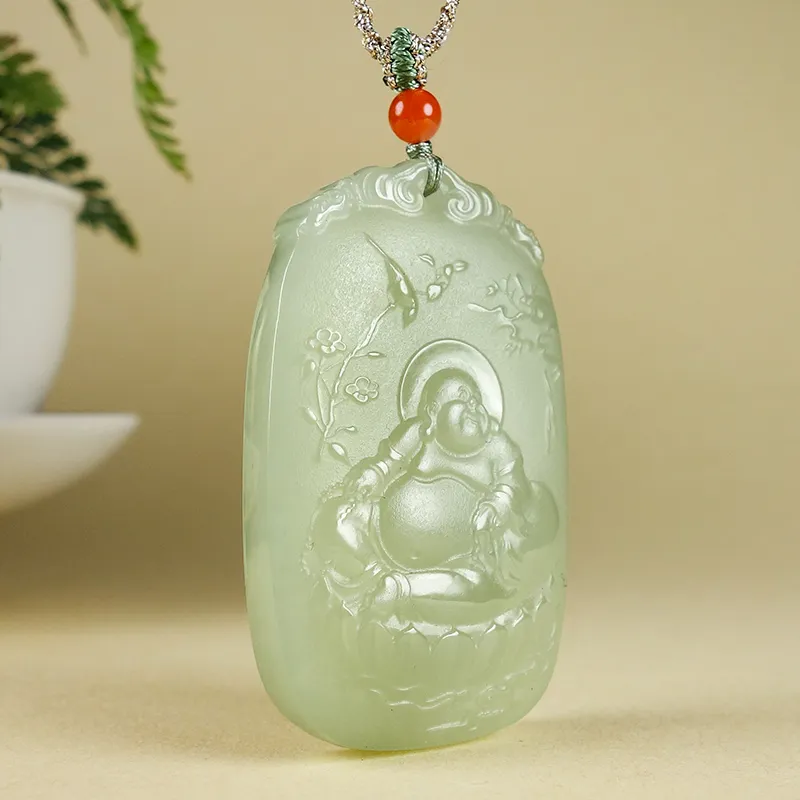 YUYIHUAN Hetian Jade Necklaces Pale Greenish White Jade Unisex-4
