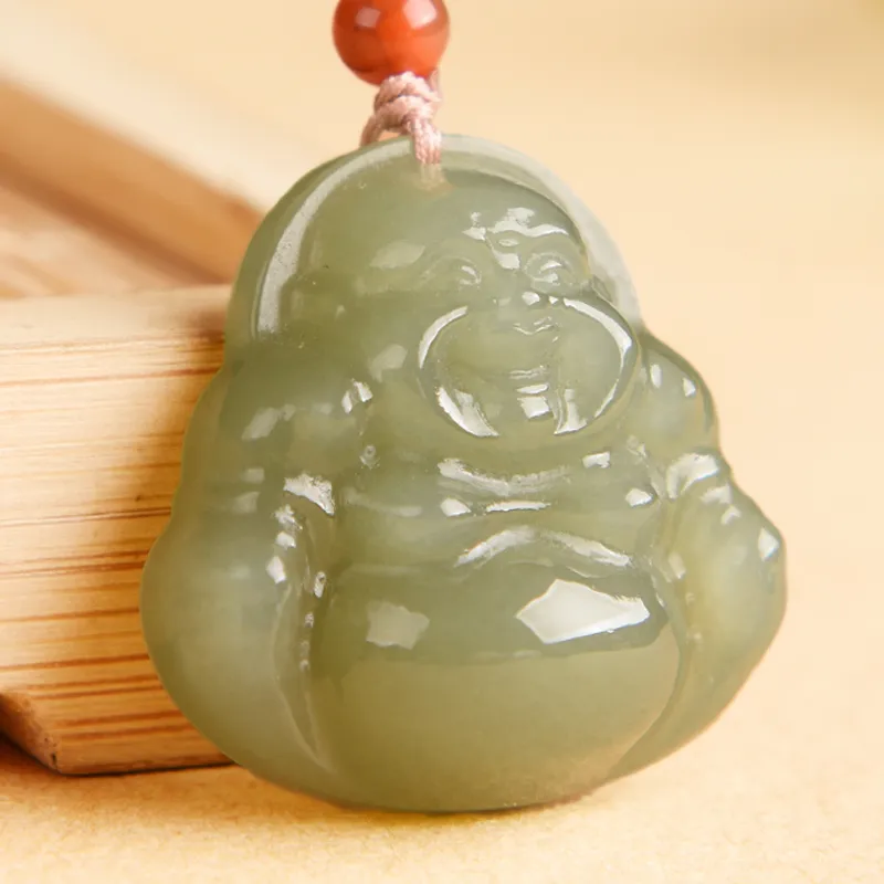 YUYIHUAN Hetian Jade Pendant Green Jade Unisex-3