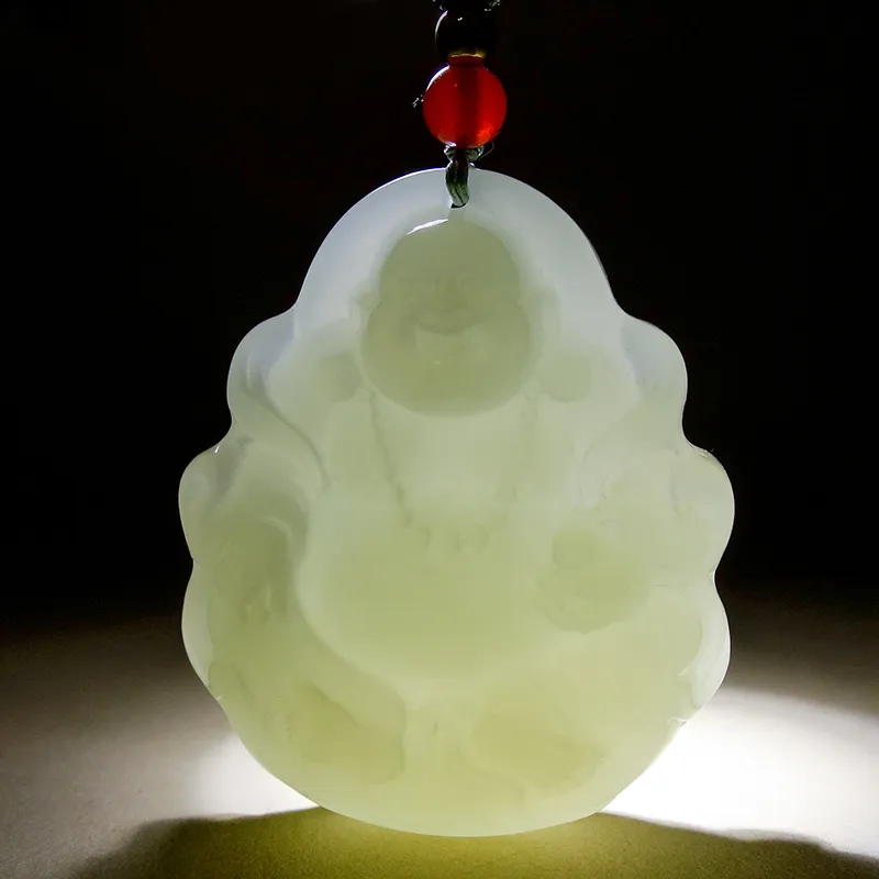 YUYIHUAN Hetian Jade Necklaces Pale Greenish White Jade Unisex-3