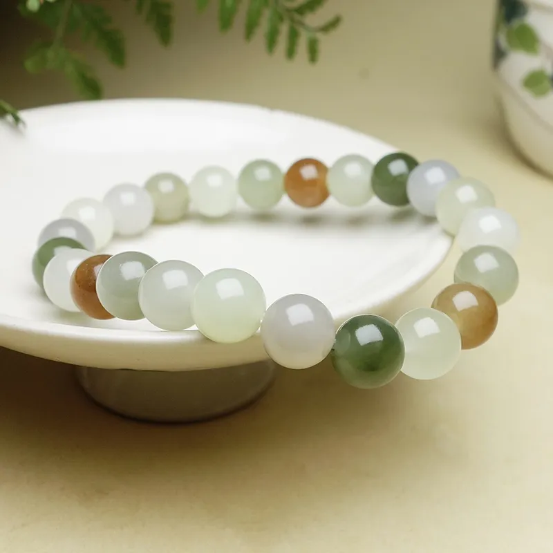 YUYIHUAN Hetian Jade Multi Gem Beaded Bracelet Sugar Jade Unisex-3