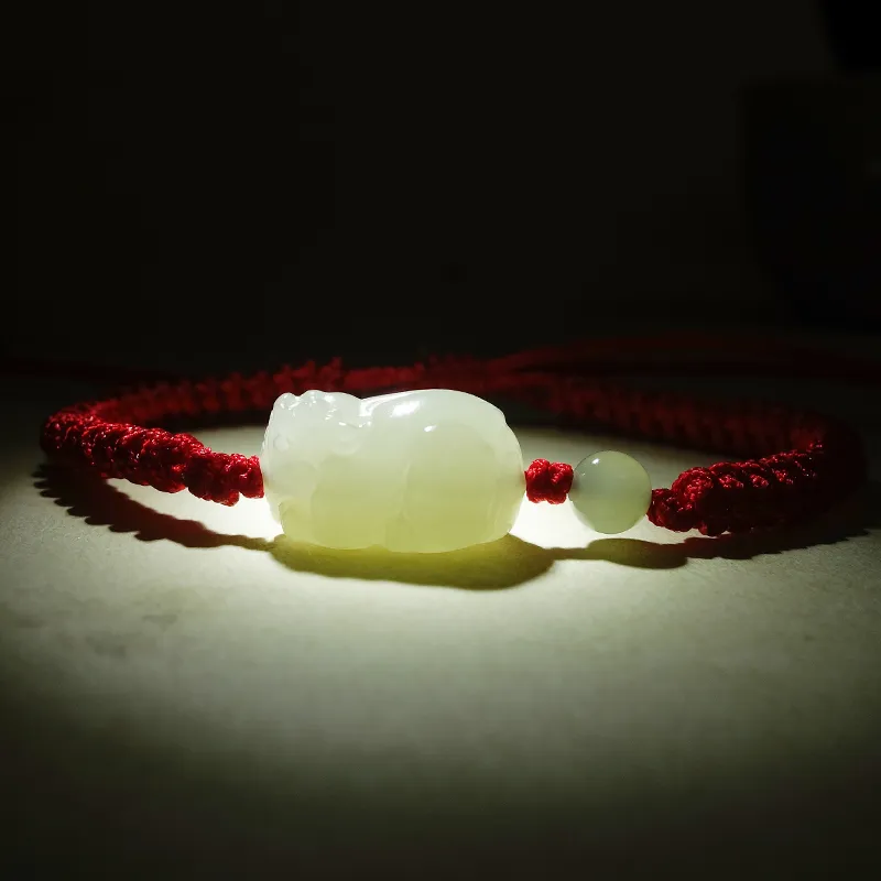 YUYIHUAN Hetian Jade Bracelets Pale Greenish White Jade Unisex-4