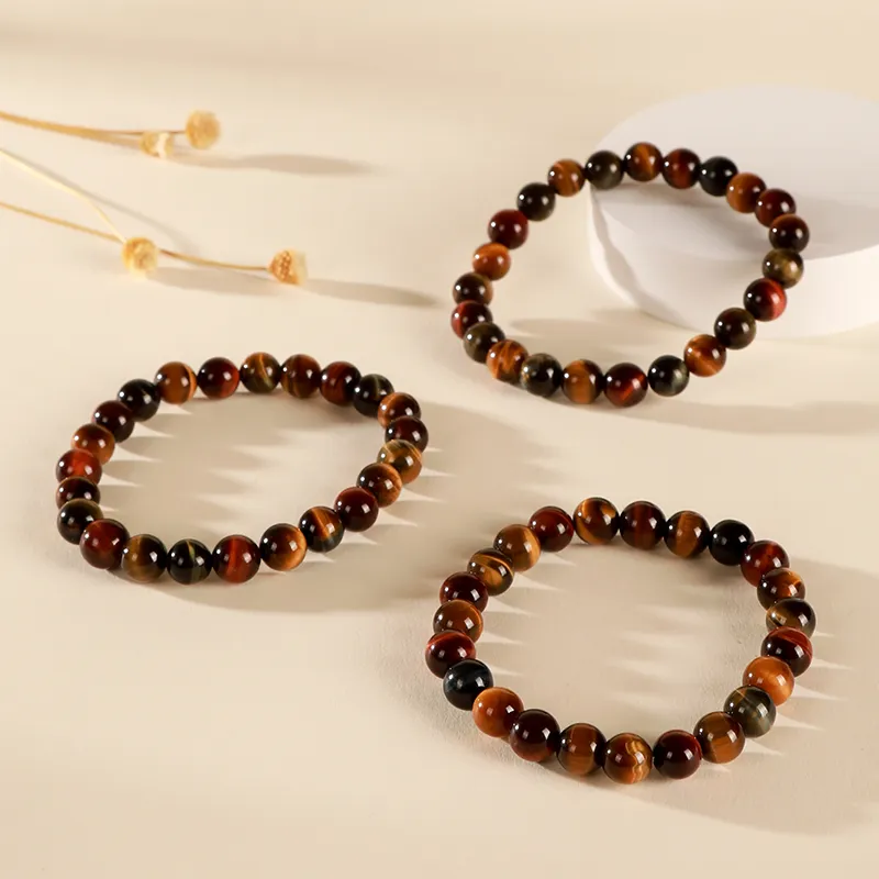 YUYIHUAN Tiger's Eye Stone Colorful Tiger's Eye Beaded Bracelet Unisex-5