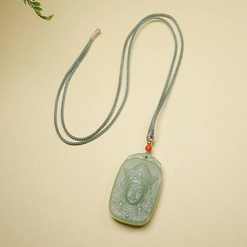 YUYIHUAN Necklaces Pale Greenish White Jade Unisex-6