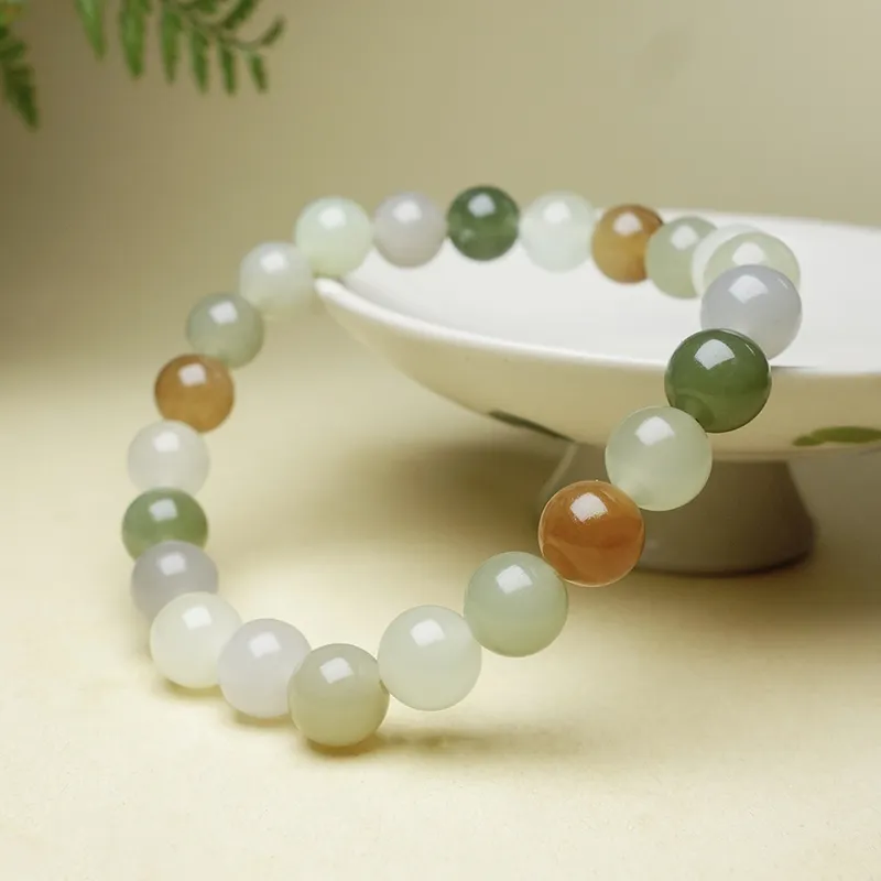 YUYIHUAN Hetian Jade Multi Gem Beaded Bracelet Sugar Jade Unisex-4