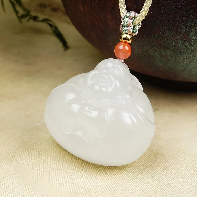 YUYIHUAN Hetian Jade Pendants White Jade Unisex-3