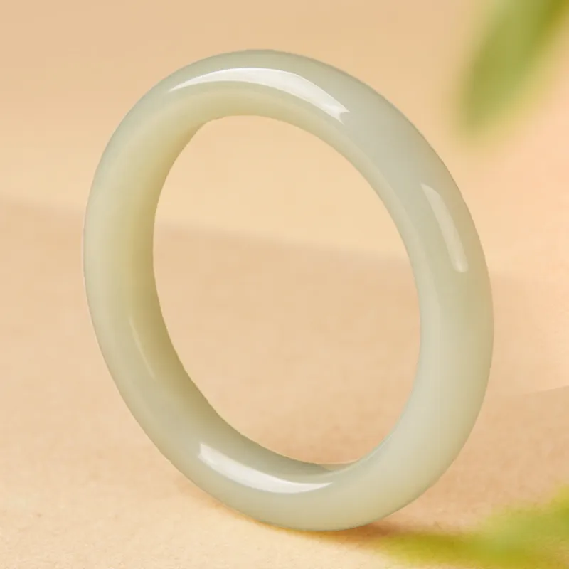 YUYIHUAN Hetian Jade Bangles Pale Greenish White Jade Unisex-3