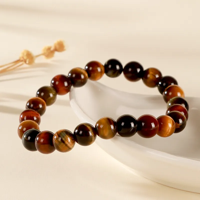 YUYIHUAN Tiger's Eye Stone Colorful Tiger's Eye Beaded Bracelet Unisex-4