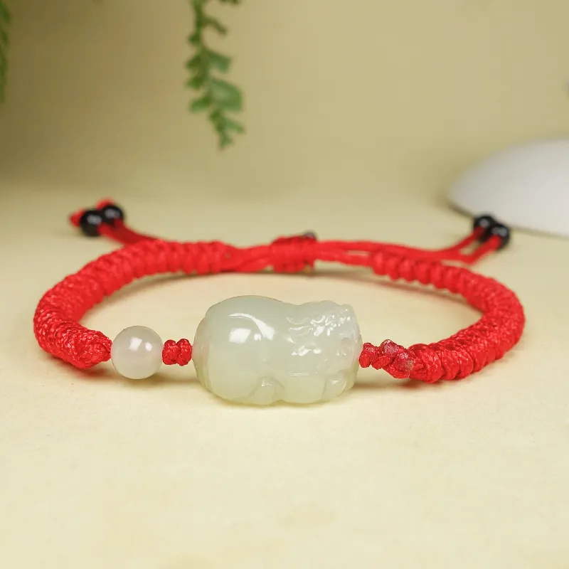 YUYIHUAN Hetian Jade Bracelets Pale Greenish White Jade Unisex-1