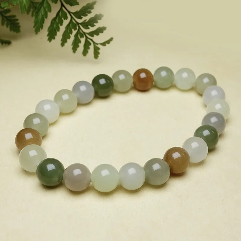 YUYIHUAN Hetian Jade Multi Gem Beaded Bracelet Sugar Jade Unisex-2