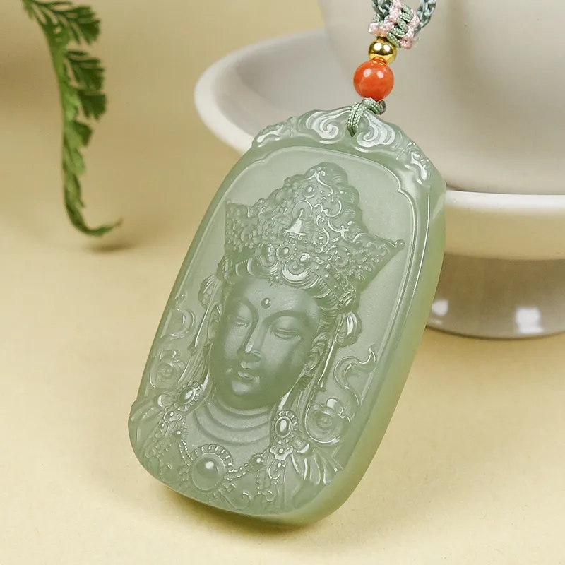 YUYIHUAN Necklaces Pale Greenish White Jade Unisex-1