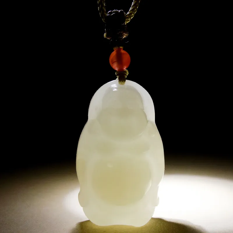 YUYIHUAN Hetian Jade Necklaces Pale Greenish White Jade Women's-5