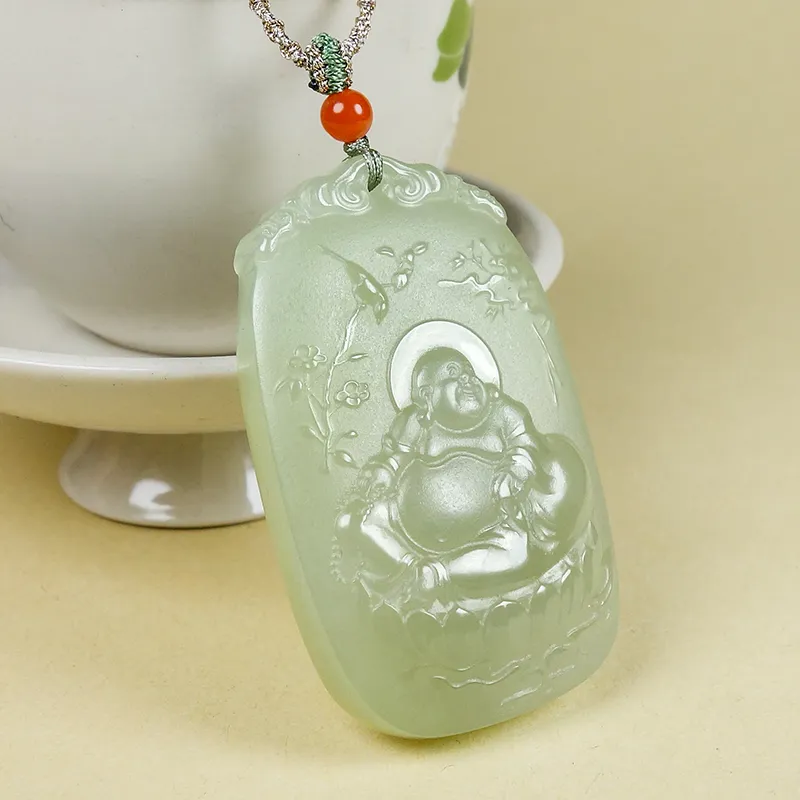 YUYIHUAN Hetian Jade Necklaces Pale Greenish White Jade Unisex-1