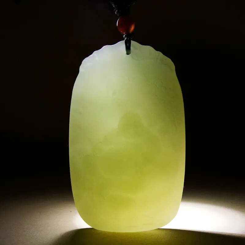 YUYIHUAN Hetian Jade Necklaces Pale Greenish White Jade Unisex-5