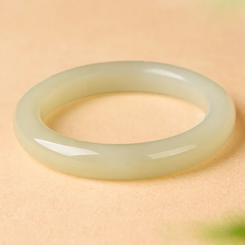 YUYIHUAN Hetian Jade Bangles Pale Greenish White Jade Unisex-2