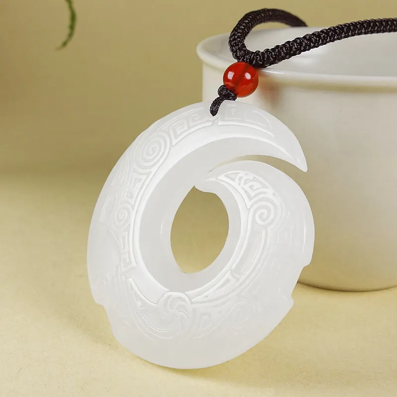 YUYIHUAN Hetian Jade Pendants White Jade Unisex-3