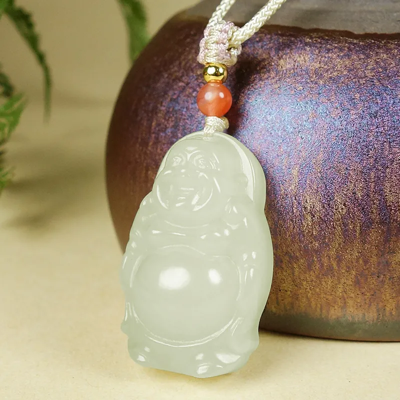 YUYIHUAN Hetian Jade Necklaces Pale Greenish White Jade Women's-2