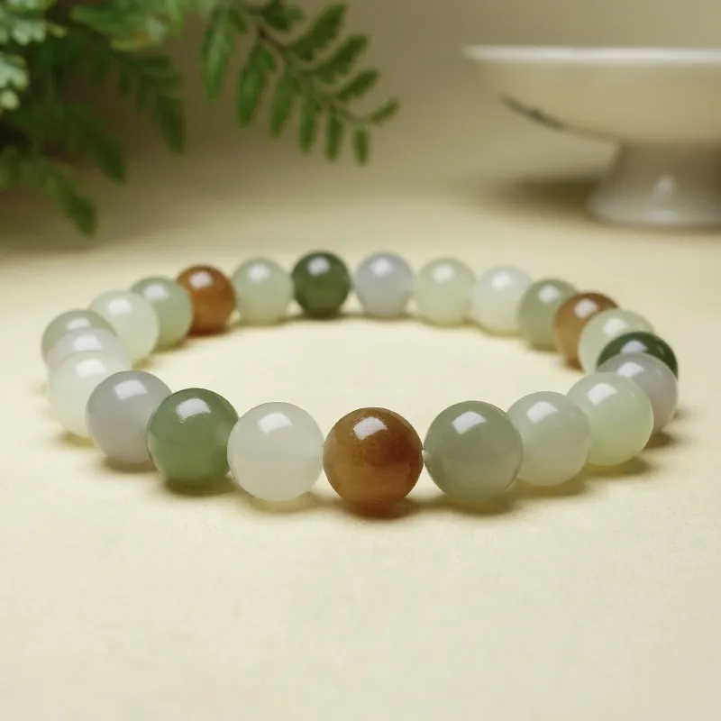 YUYIHUAN Hetian Jade Multi Gem Beaded Bracelet Sugar Jade Unisex-1