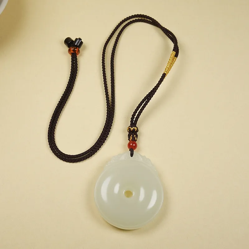YUYIHUAN Hetian Jade Necklaces Pale Greenish White Jade Unisex-5