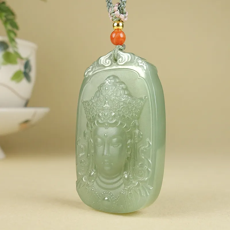YUYIHUAN Necklaces Pale Greenish White Jade Unisex-2