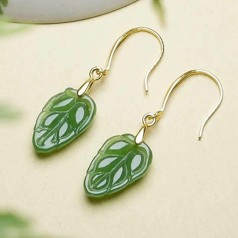 YUYIHUAN Earrings Pale Greenish White Jade Women's-6