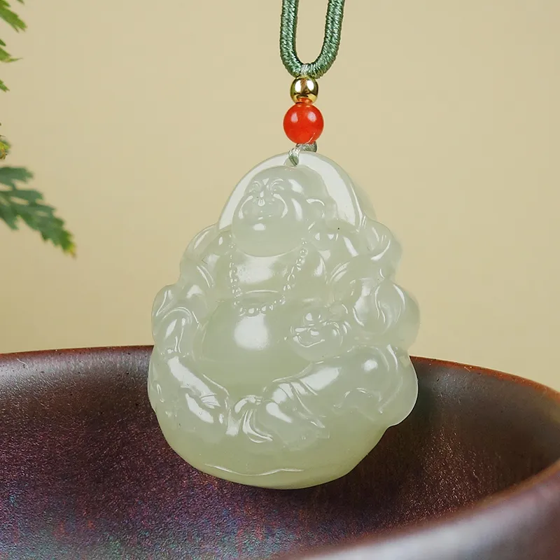 YUYIHUAN Hetian Jade Necklaces Pale Greenish White Jade Unisex-2