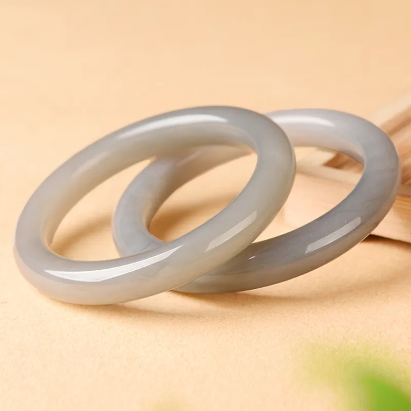 YUYIHUAN Hetian Jade Bangles Smoky Purple Unisex-3