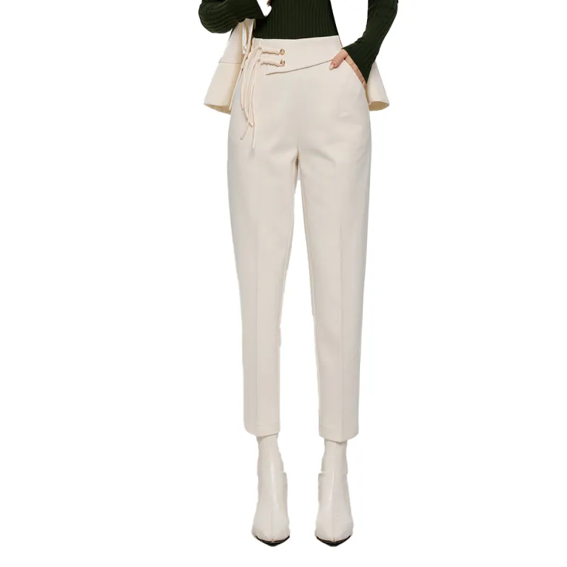 E.BECKY Casual Pants Women's Beige-3