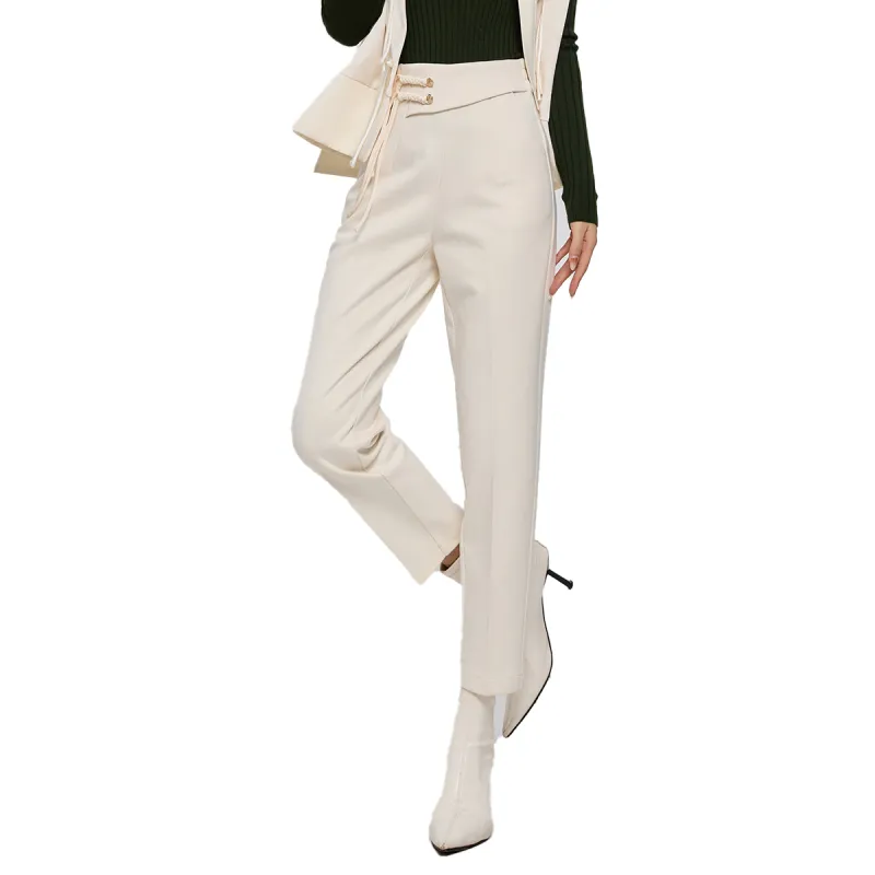 E.BECKY Casual Pants Women's Beige-2