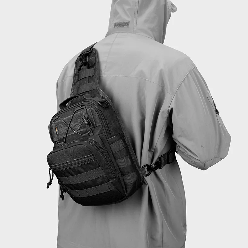 MARDINGTOP Nylon Fabric Shoulder Bag, Crossbody Bag, Sling Bag Regular Unisex Khaki/Black-9