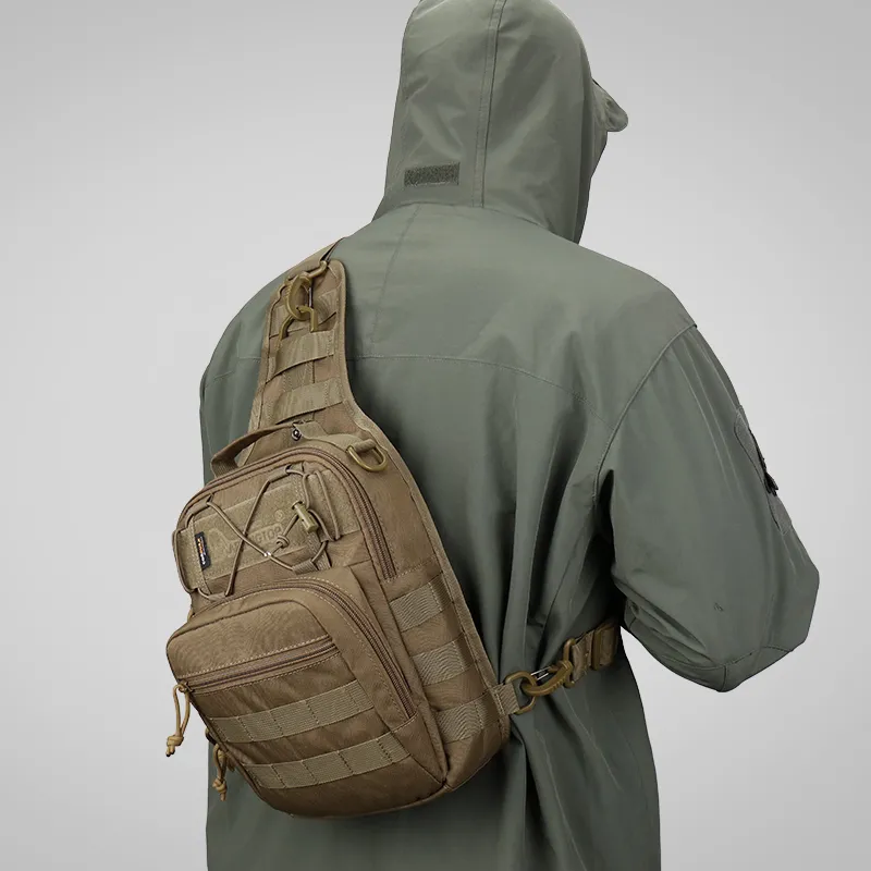 MARDINGTOP Nylon Fabric Shoulder Bag, Crossbody Bag, Sling Bag Regular Unisex Khaki/Black-3