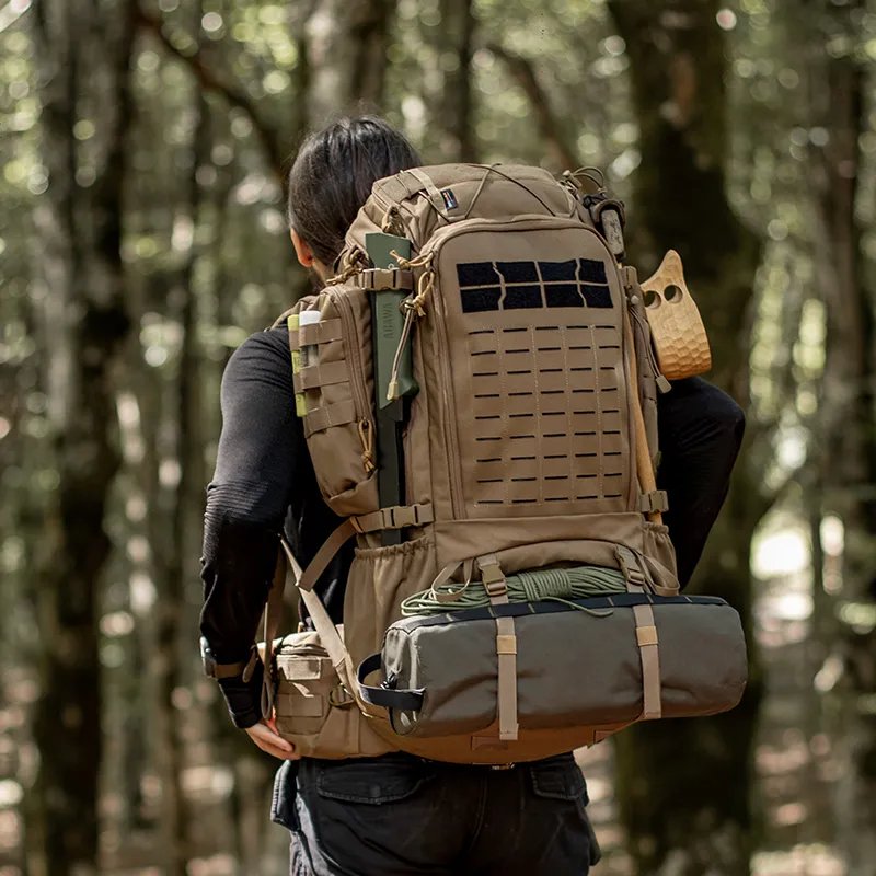 MARDINGTOP DuPont Waterproof Durable Fabric Hiking Camping Backpack Unisex Khaki/Black-5