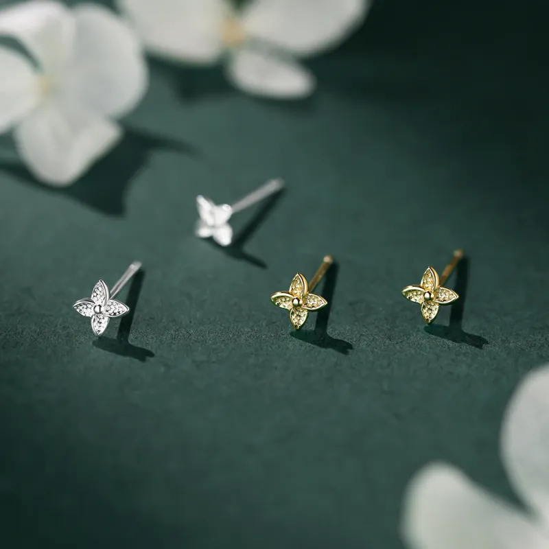 KwOnline S999 Fine Silver Stud Earrings Women's-1