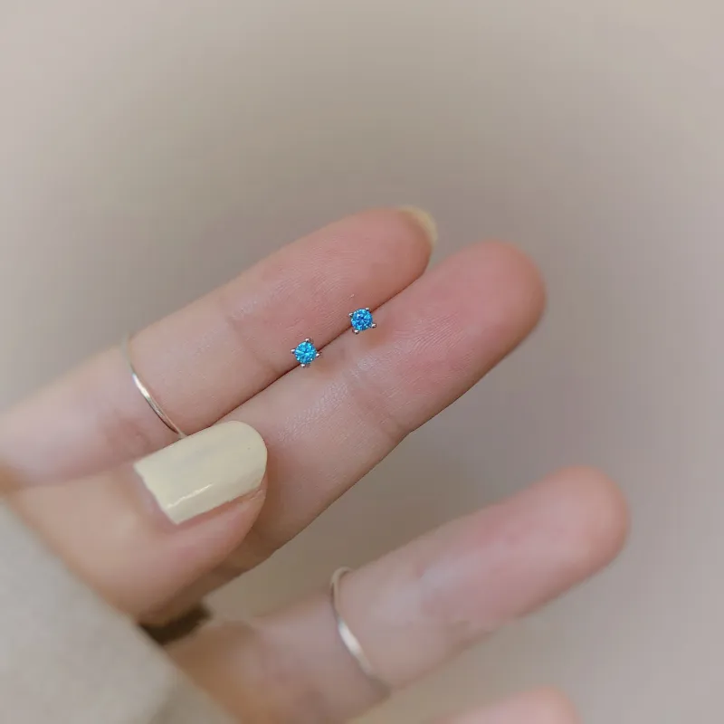 KwOnline S925 Silver Stud Earrings Unisex-1