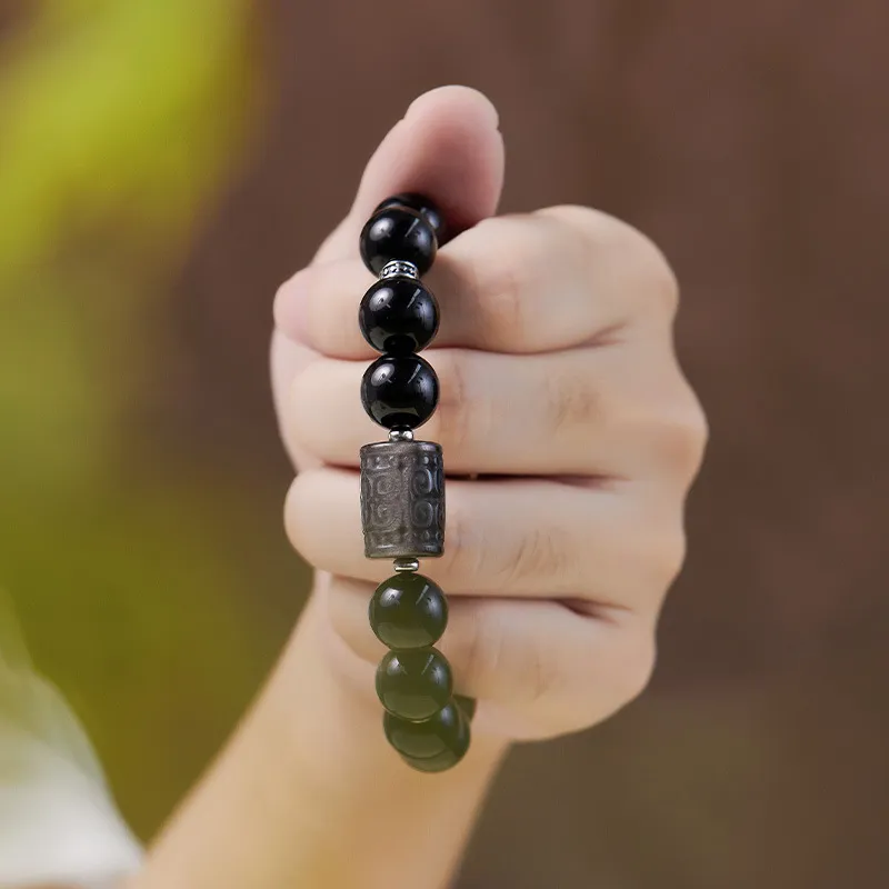 KwOnline Obsidian Jade Bracelets Men's-2