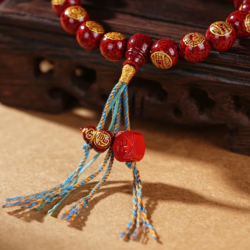 ZHANGKAKA Reconstructed Cinnabar Bracelets Unisex-4