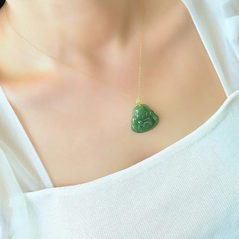 ZHANGKAKA Hetian Jade Pendants Jasper Women's-3