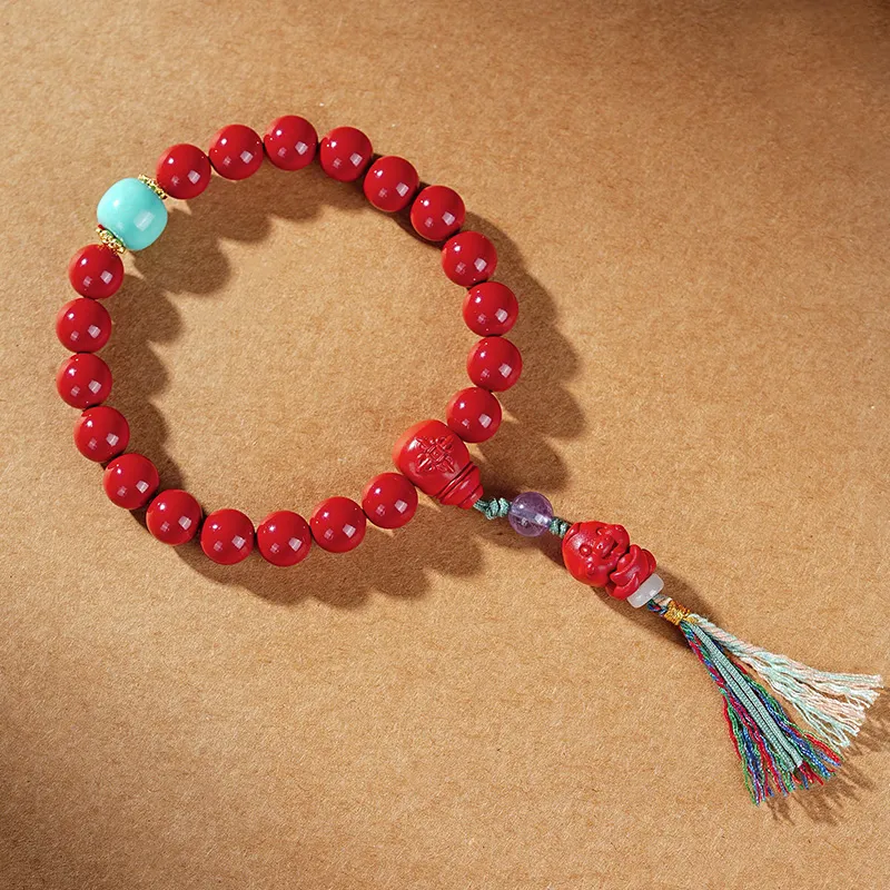 ZHANGKAKA Cinnabar Jade Bracelets Unisex-3