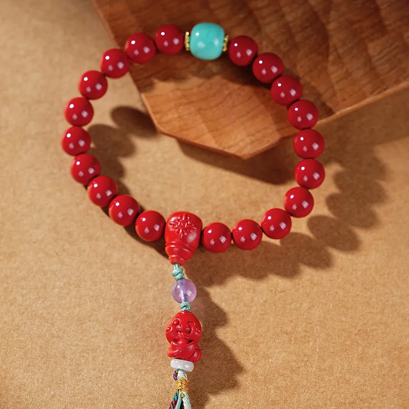 ZHANGKAKA Cinnabar Jade Bracelets Unisex-4