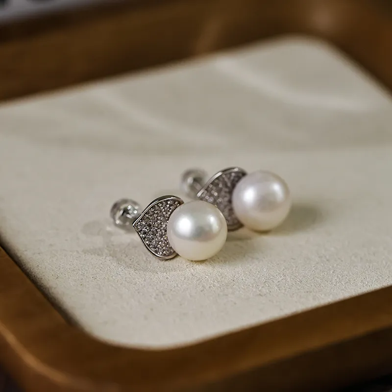 ORANGE SYMBOL Freshwater Pearl Stud Earrings Women's-6