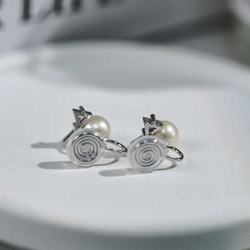 ORANGE SYMBOL Freshwater Pearl Stud Earrings Women's-1