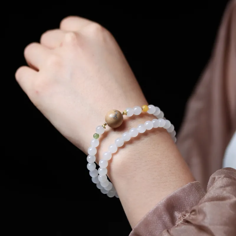 TIANTAISHAN Hetian Jade Bracelets Lotus Root Powders Unisex-5
