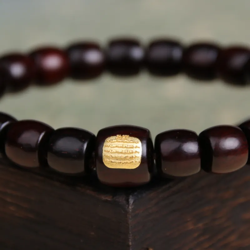 TIANTAISHAN Small Leaf Red Sandalwood Precious Wood Bracelets Unisex-4