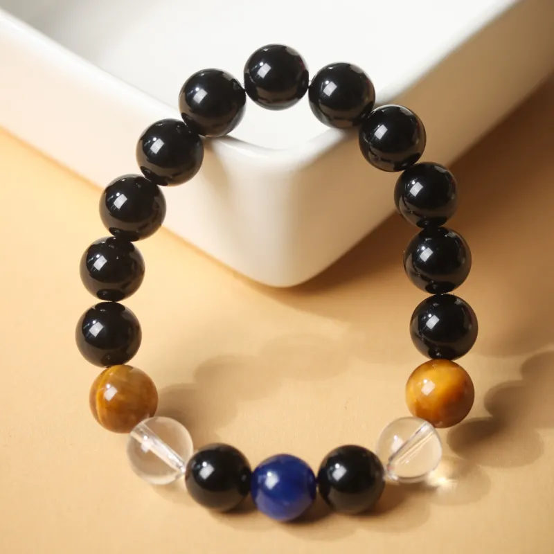 TIANTAISHAN Natural Obsidian Bracelets Unisex-3