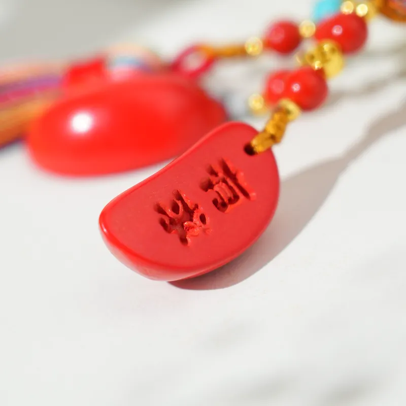 TIANTAISHAN Cinnabar Carved Ornaments Unisex-3