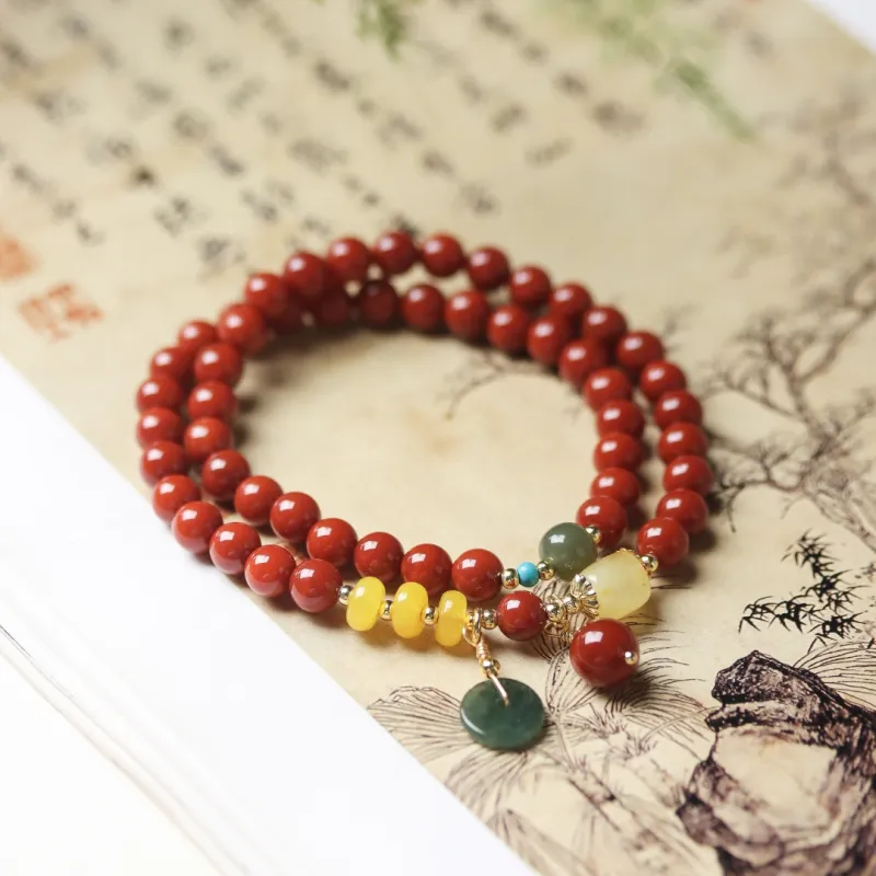 TIANTAISHAN Cinnabar Jade Bracelets Unisex-2